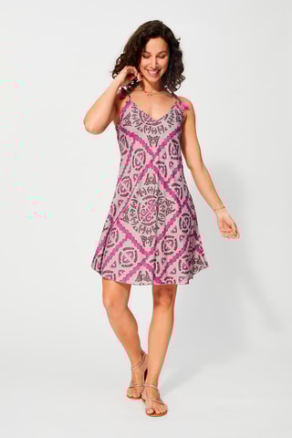 Vestido trapézio Violeta - Violeta, rosa e cinzento