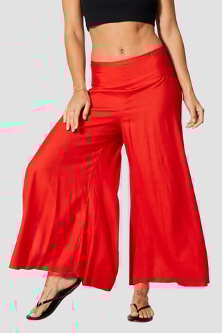 Calças palazzo - 
Vermelho - Vermelho e preto