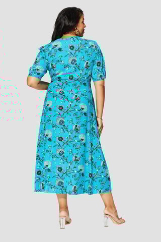 Vestido comprido - Azul - Branco, vermelho e azul