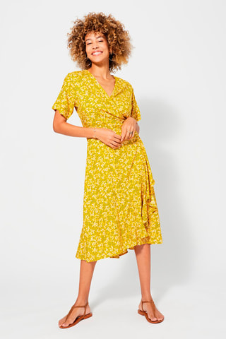 Vestido traçado - Amarelo - Branco, verde e amarelo