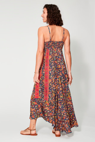 Vestido comprido Azul-marinho - Vermelho, azul e verde