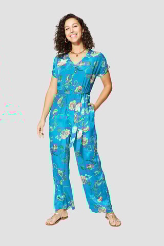 Macacão - 
Azul e rosa - Rosa