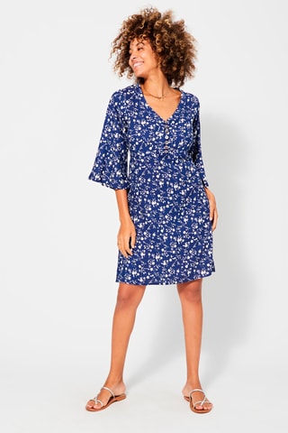 Vestido florido Azul-marinho - Branco e azul