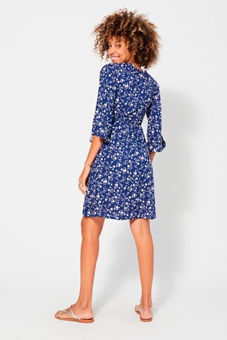 Vestido florido Azul-marinho - Branco e azul