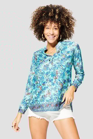 Top - Azul - Branco, azul e verde