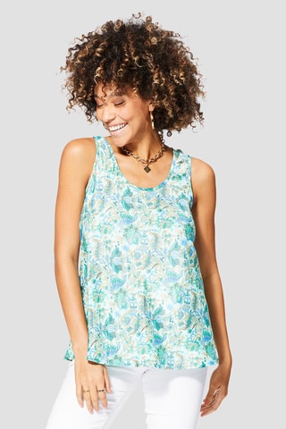 Top - Azul - Branco, azul e verde