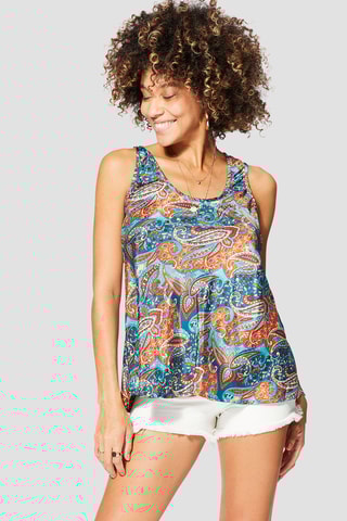 Top - Azul-marinho e turquesa - Vermelho, azul e laranja