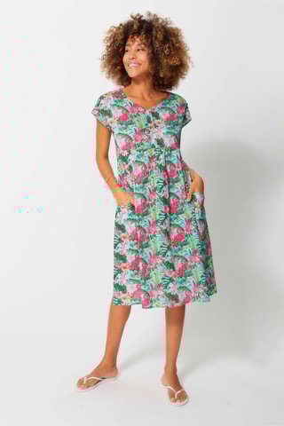 Vestido, verde, rosa - Azul, verde e rosa