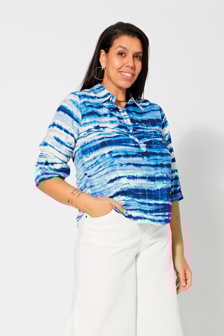 Blusa tie and dye - Branco e azul