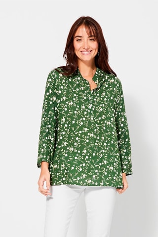 Blusa - Branco, bege e verde