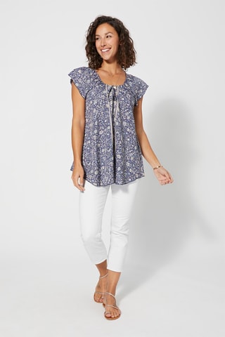 Túnica - Bege, azul e cinzento