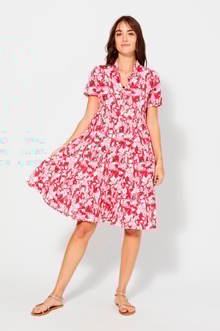 Vestido trapézio Vermelho - Branco e vermelho