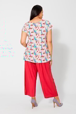 Túnica - Bege, azul e rosa