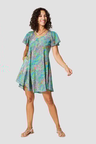 Vestido estilo patinadora - Verde - Azul e verde