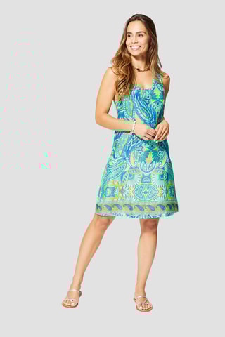 Vestido curto - Verde - Azul, verde e amarelo