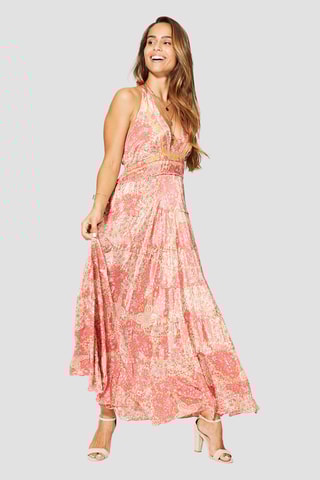 Vestido  Rosa e creme - Bege e rosa