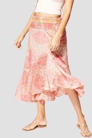 Saia comprida - Rosa - Branco, azul e laranja