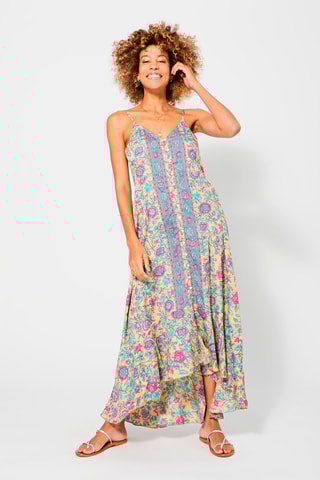 Vestido-camisa Bege - Bege, azul e rosa