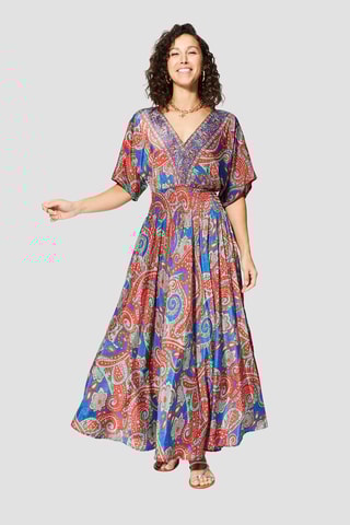 Vestido comprido - Vermelho - Vermelho e azul