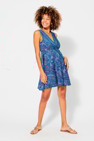 Vestido estilo patinadora Turquesa - Branco, azul e violeta