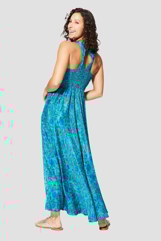 Vestido comprido - Azul - Azul e verde