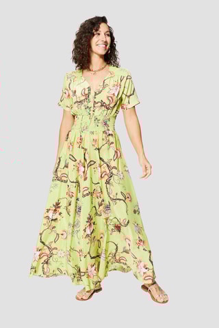 Vestido comprido - Verde - Branco, vermelho e verde