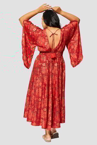 Vestido comprido - Vermelho - Branco e vermelho