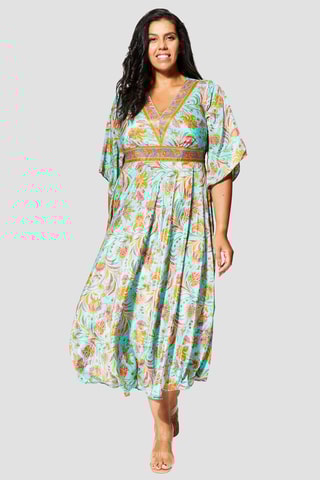 Vestido  Turquesa e rosa - Azul e rosa