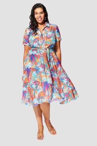 Vestido - Laranja - Azul e laranja