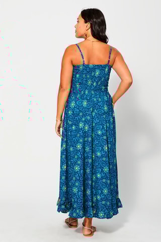 Vestido comprido - Bege e azul