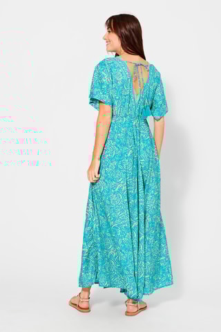 Vestido comprido Turquesa - Bege e azul