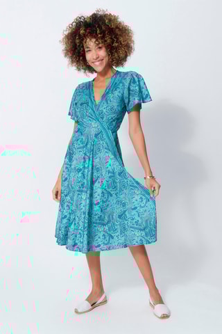 Vestido traçado - Branco e azul