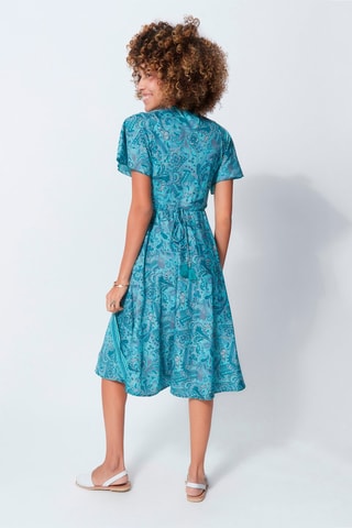 Vestido traçado - Branco e azul