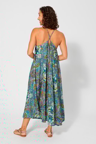 Vestido comprido Turquesa - Branco