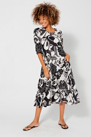 Vestido midi - Branco e preto