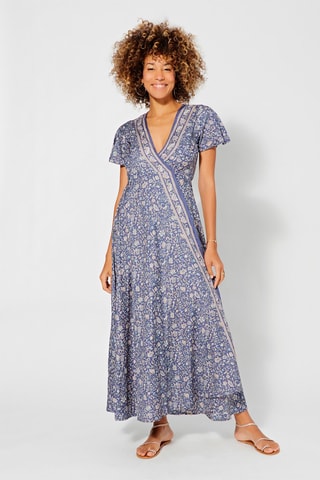 Vestido traçado - Bege e violeta