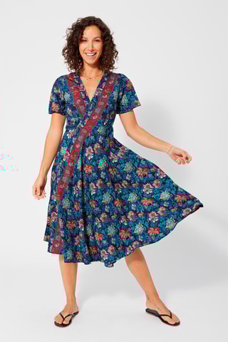 Vestido traçado Azul-marinho e bordô - Vermelho e azul