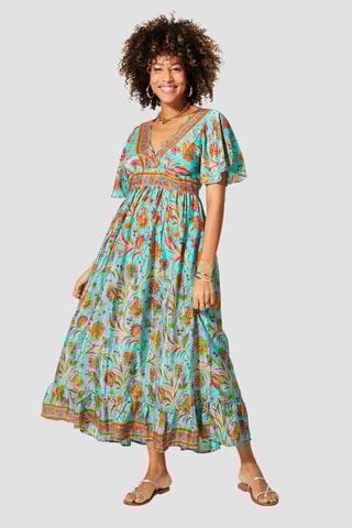 Vestido  Turquesa e rosa - Turquesa, rosa e laranja