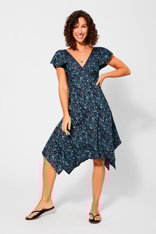 Vestido assimétrico Preto e turquesa - Azul