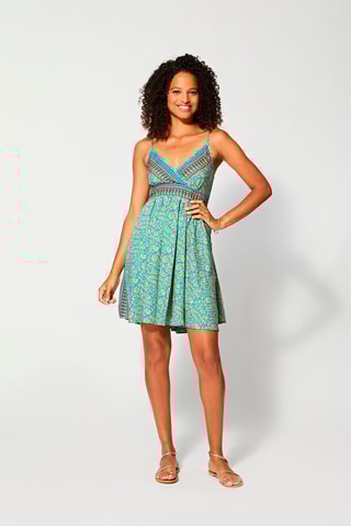 Vestido estilo patinadora - Bege, azul e laranja