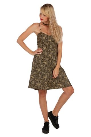 Vestido trapézio - Preto e bege