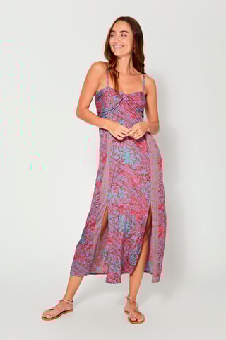 Vestido comprido - Azul e rosa