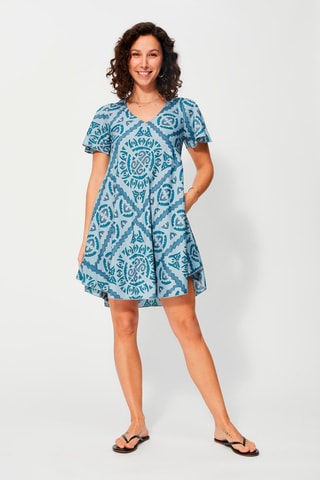 Vestido trapézio Cinzento - Azul e cinzento