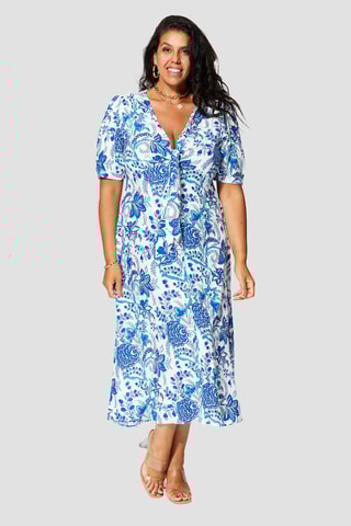 Vestido  Branco e azul - Branco e azul