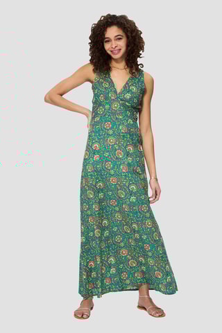 Vestido comprido - Verde - Laranja e verde