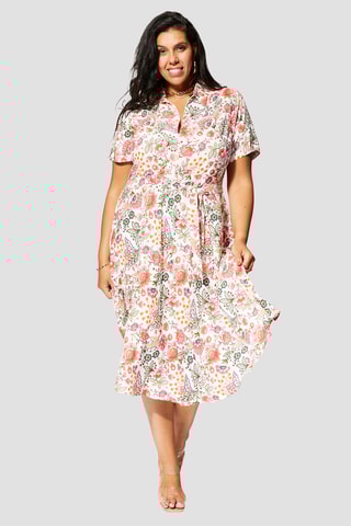 Vestido comprido - Branco - Branco, preto e vermelho