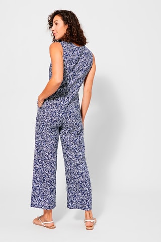 Macacão florido Azul-marinho - Branco e azul