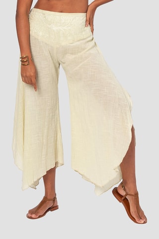 Calças de cintura subida - Bege - Bege