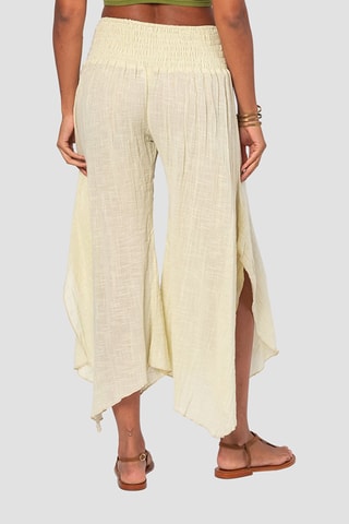 Calças de cintura subida - Bege - Bege