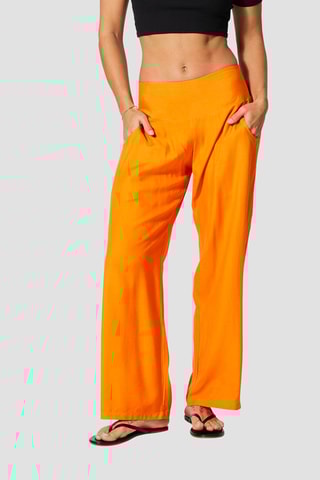 Calças - 
Laranja - Laranja e preto